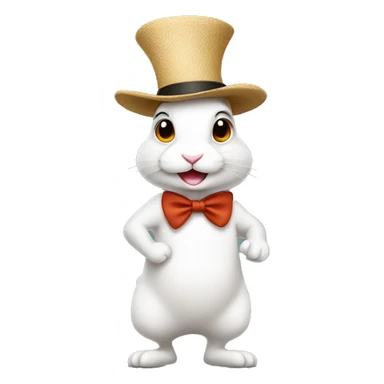 profile rabbit stands on two legs with a hat two ears sticker