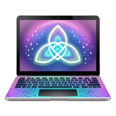 laptop with magical aura sticker
