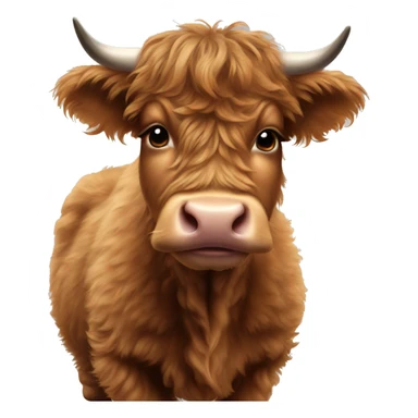 brown fluffy baby scottish cow with a small bow on head sticker