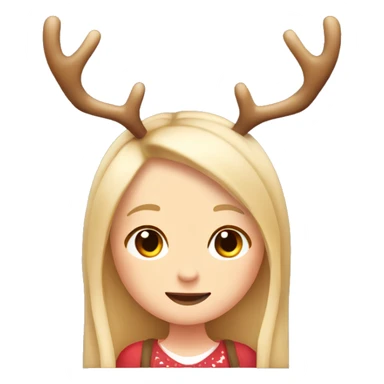 cute blonde reindeer girl long straight hair and antlers with cute dots  sticker