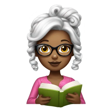 hello kitty girl with book, glasses and gorgeous hairstyle  sticker