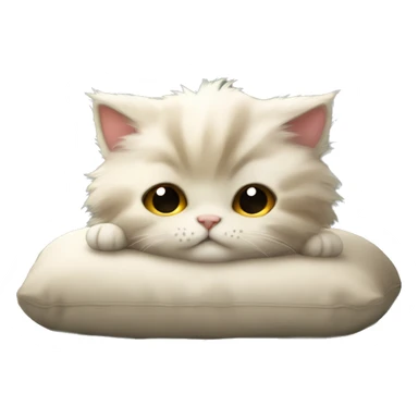 a fluffy kitten sleeps on the soft pillow sticker