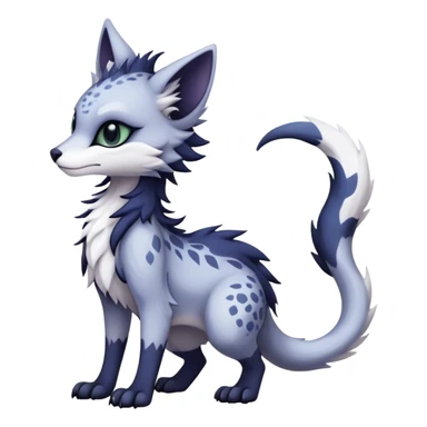 Kawaii dark edgy fantasy ethereal feline-vernid-sergal-fursona animal creature with a tufted tail full body sticker
