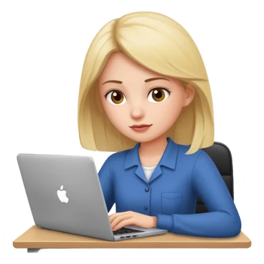 a girl with a laptop in the office sticker