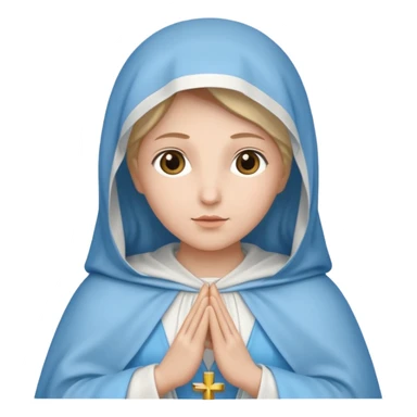 virgen maria catolica con vestido blanco y manto azul celeste de tes clara sticker