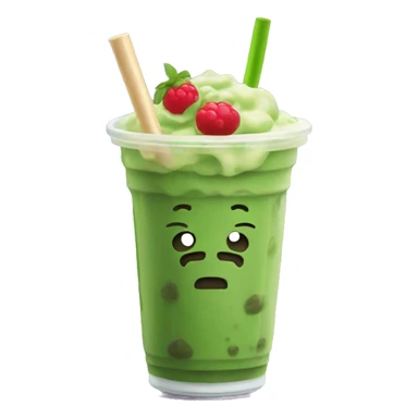 Matcha boba with straw sticker