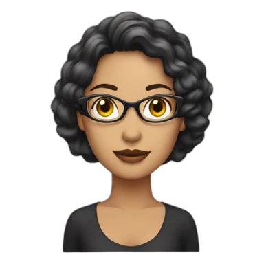 Mujer de cabello negro rulo frente al computador  sticker