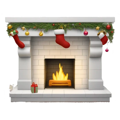 White brick fireplace mantle with Christmas decorations  sticker