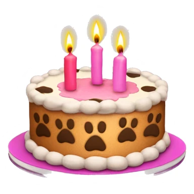 Paw print birthday cake with three candles sticker