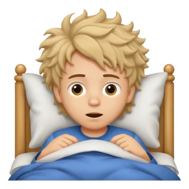 emoji- of a cute boy waking up in bed sticker