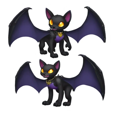  cool edgy anthro dark-shadow-themed animal vampiric bat-cat-hybrid Fakemon  with a collar full body sticker