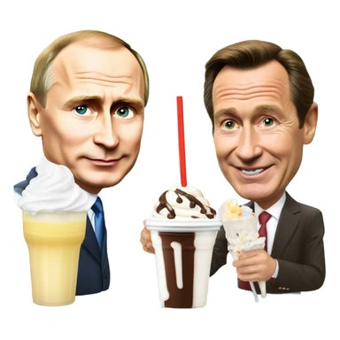 Vladimir Putin and Gerhard Schröder sharing a milkshake sharing straws sticker