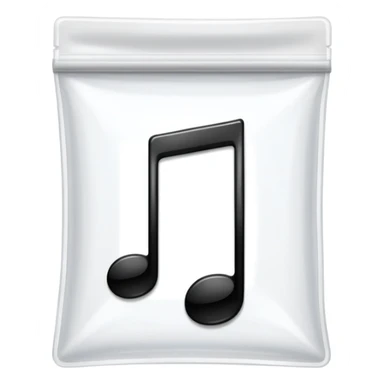 transparent ziplock bag with a black music note inside sticker