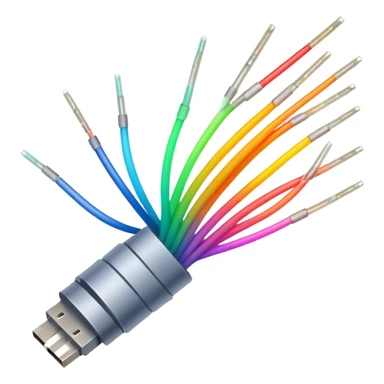 optical fiber cable with glowing light transmission, colorful fiber optic cable sticker