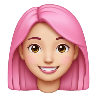 girl emoji in pink smiling sticker