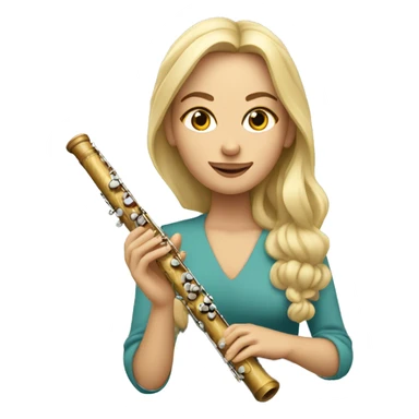 une joueuse de flute traversière avec cheveux blonds sticker