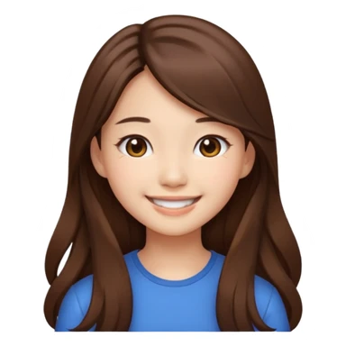 girl aesthetic emoji, asian beautiful long brown hair sticker
