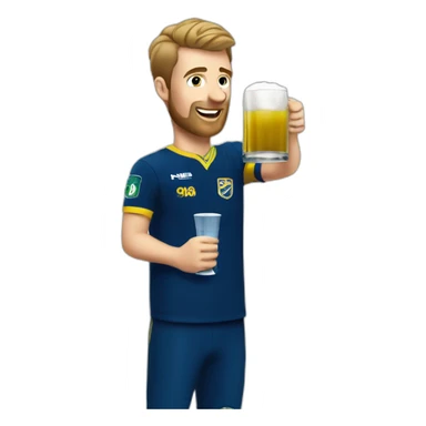 Irish man in boca juniors uniform standing up cheering and drinking the mate drink sticker