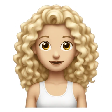white girl with really curly long blonde hair wearing tank top sticker