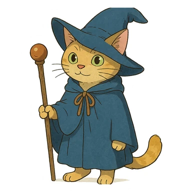 ghibli style wizard cat sticker