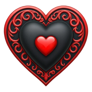 Can you make a heart with a gothic design, I want black and blood red colors . In the middle of the heart there should be the letter I sticker