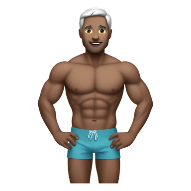 Silver man muscular in swim trunks sticker
