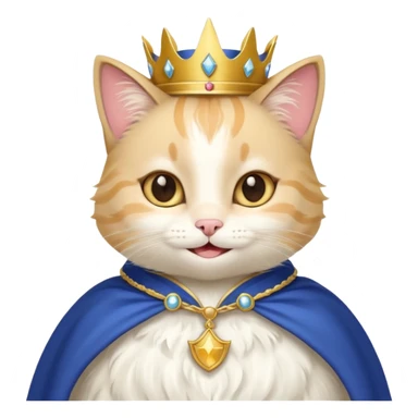 princess cat, smiling, with a royal cape sticker