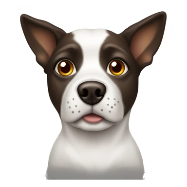 White dog with dark brown patches covering both eyes and pointy ears sticker