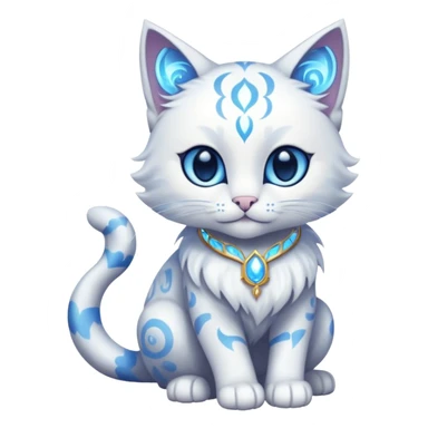 Magical Celestial Lunar-powered Fantasy Feline with lunar markings (full body) sticker