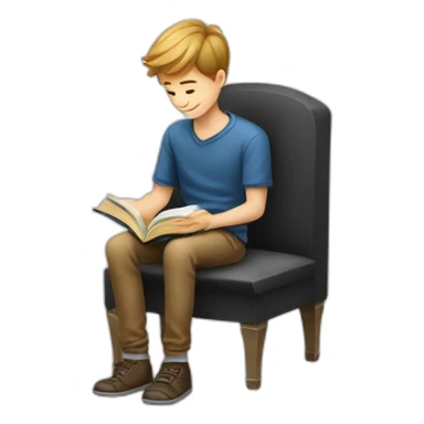 european boy seats with a book sticker