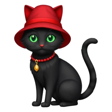 full length black cat with red hat sticker