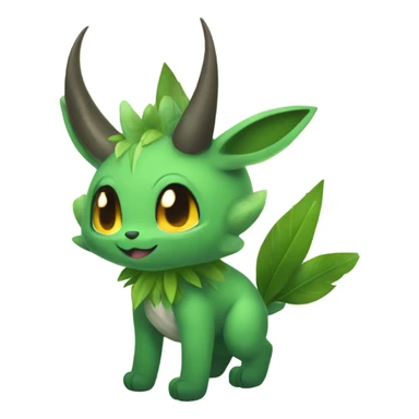 Anthro Shy Shiny Leaf-Grass-Type Fakémon-Sona With Horns Full Body sticker