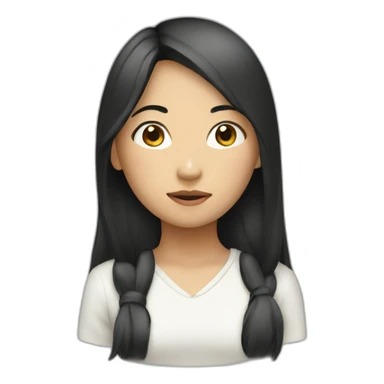asian girl thinking sticker