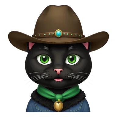 combine the cowboy empjis with a bclack cat emoji and make it have a black thick moustache sticker
