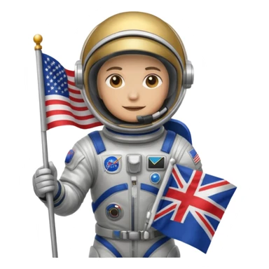 astronaut with flag sticker
