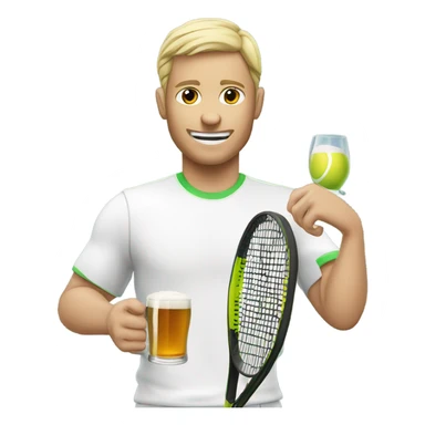 White skinned tennis player drinking beers sticker