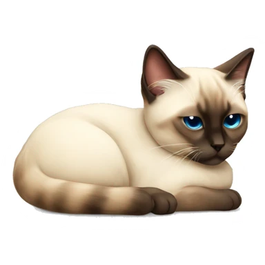 fluffy siamese cat curled up sleeping sticker