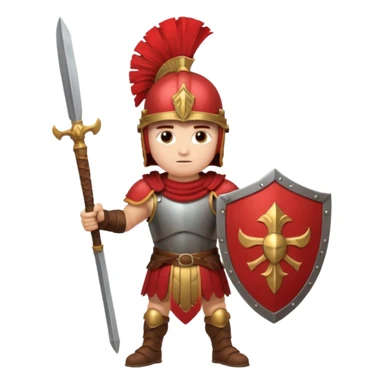 A strong Roman soldier in red-plumed helmet, bronze armor, and firm shield stance.
 sticker