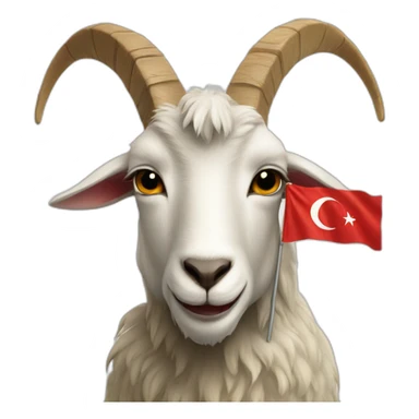 turkiye flag whit a goat sticker