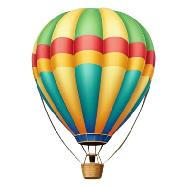 A colorful hot air balloon floating gracefully above the ground, with a clear sky and distant hills in the background. The balloon's vibrant colors stand out against the soft clouds, capturing the peaceful yet adventurous spirit of hot air ballooning. sticker