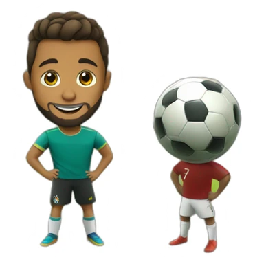 little brown man with a beard playing football next to the great Cristiano Ronaldo sticker