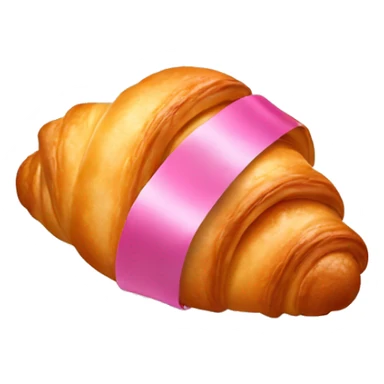 Croissant with pink ribbon sticker