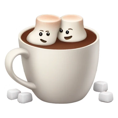 Hot chocolate with marshmallows in bej cup sticker