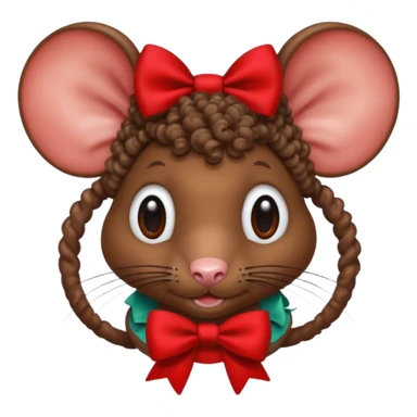 Rat with a curly hair and a bow sticker