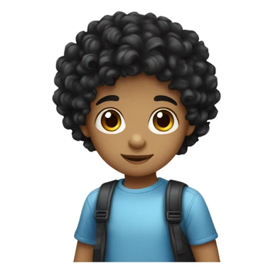 Little boy with black curly hair white  sticker