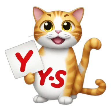 Cat holding a yes sign sticker
