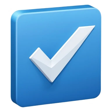 Make a symbol with a tilted blue colored square with a tick mark inside it in the middle. Make the edge of the square sharp. sticker