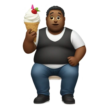 Fat man eating ice cream sticker
