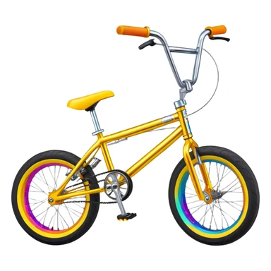 Brightly colored BMX stunt bicycle, clear detailed view, chrome accents, small wheels, freestyle BMX bike design sticker