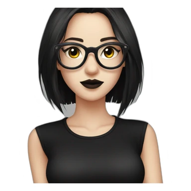 Tango-dancing-white-goth-girl-dark-hair-with-glasses-black-tshirt sticker